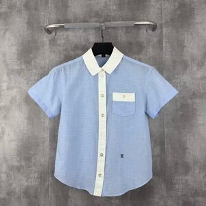 🚩steal authentic Louis Vuitton Light Blue and White Casual Shirt